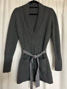 Women’s 100% Cashmere Made in Italy Charcoal Gray Cardigan Size Large